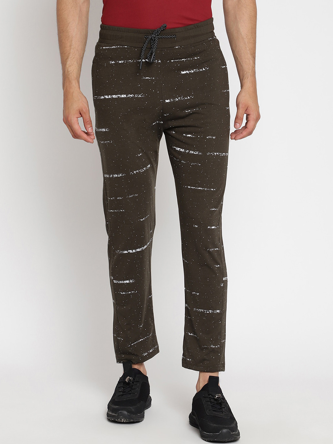 Buy Gallus Men Olive Green Self Design Cotton Track Pants Track Pants