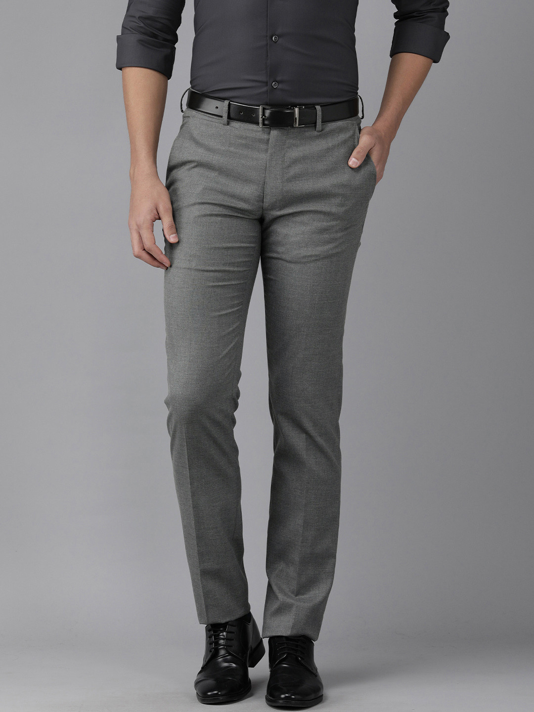 Buy Van Heusen Men Grey Slim Fit Trousers - Trousers for Men 17752204 ...