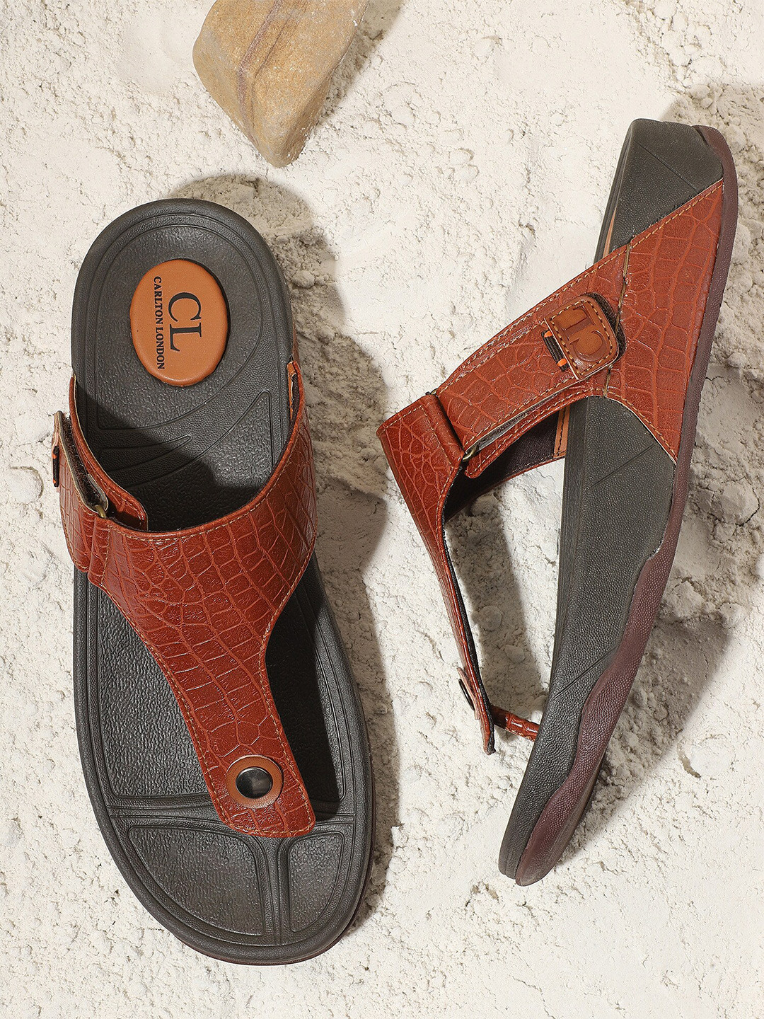 Buy Carlton London Men Tan & Black Comfort Sandals Sandals for Men 17752252 Myntra