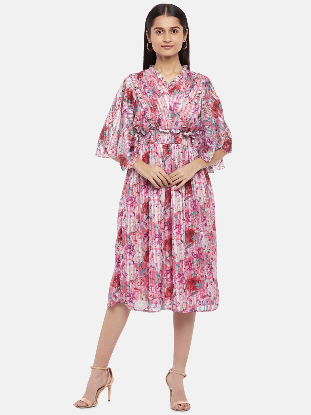 Buy Honey By Pantaloons Pink Floral Midi Dress Dresses for Women