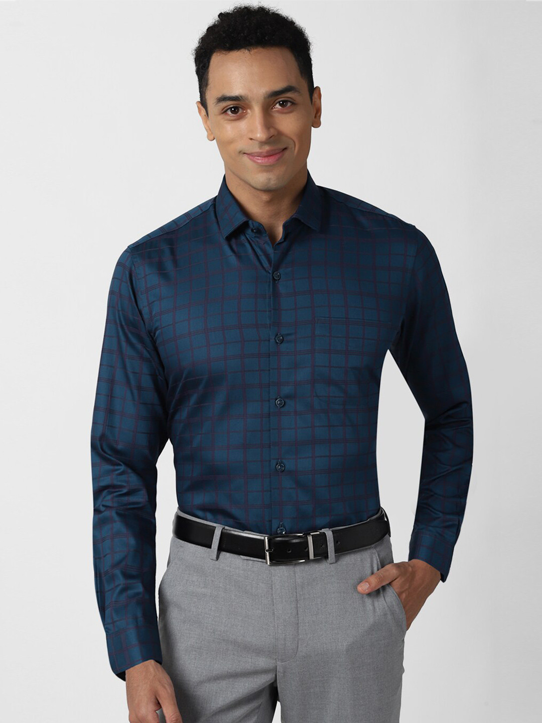 Buy Peter England Elite Men Blue Checked Formal Shirt Shirts for Men