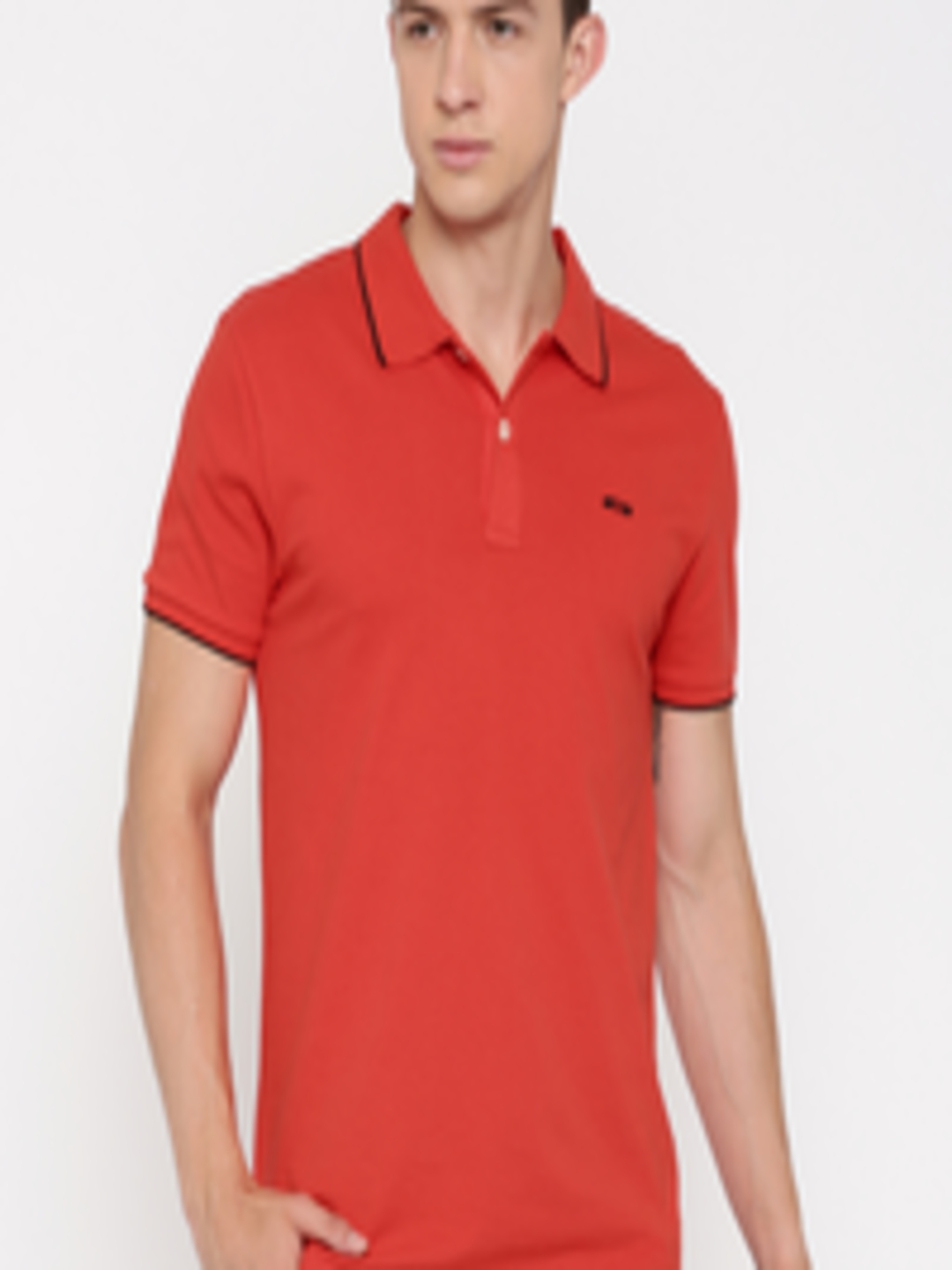 Buy Jack & Jones Men Red Solid Polo Collar T Shirt - Tshirts for Men ...