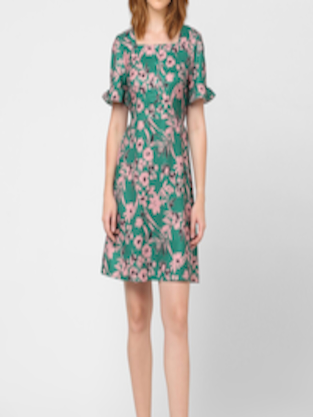 Buy Vero Moda Women Green Floral Fit And Flare Dress - Dresses for ...