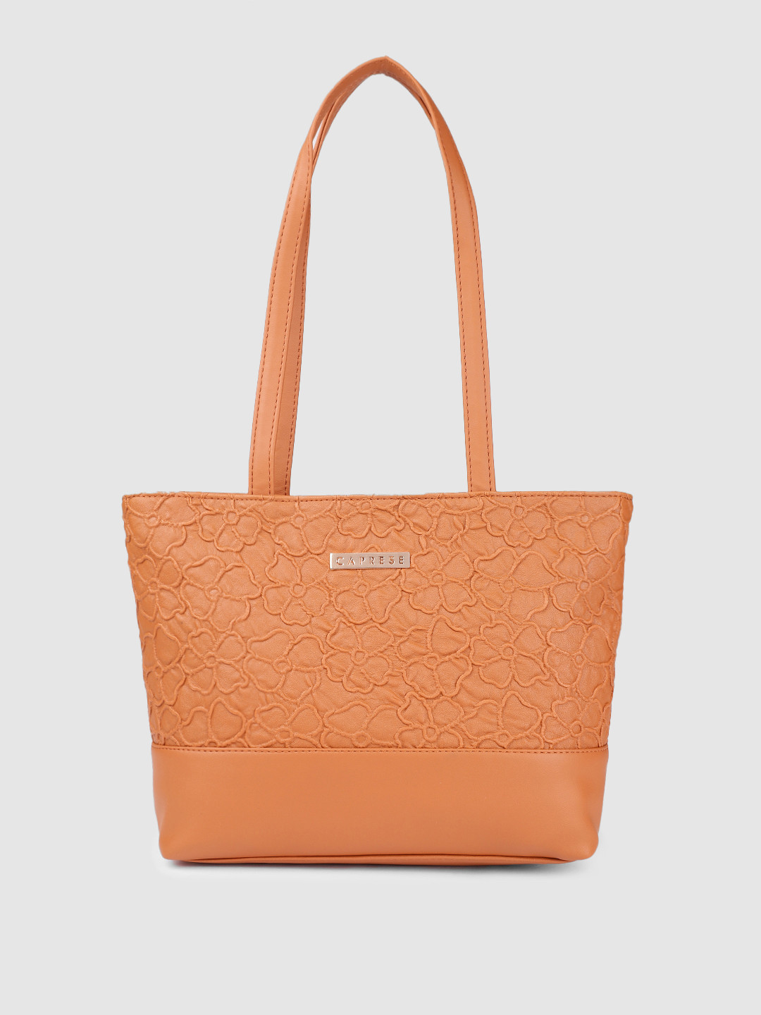 Buy Caprese Women Tan Brown Floral Textured Shoulder Bag Handbags for