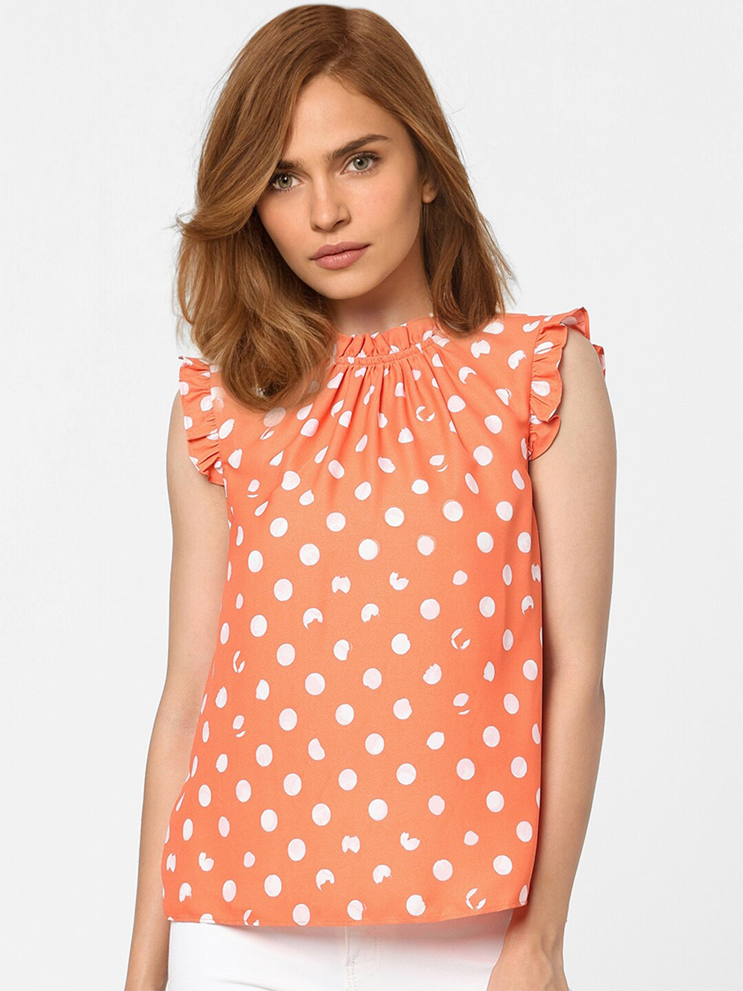 Buy Vero Moda Orange Polka Dots Print Top Tops for Women 17762292