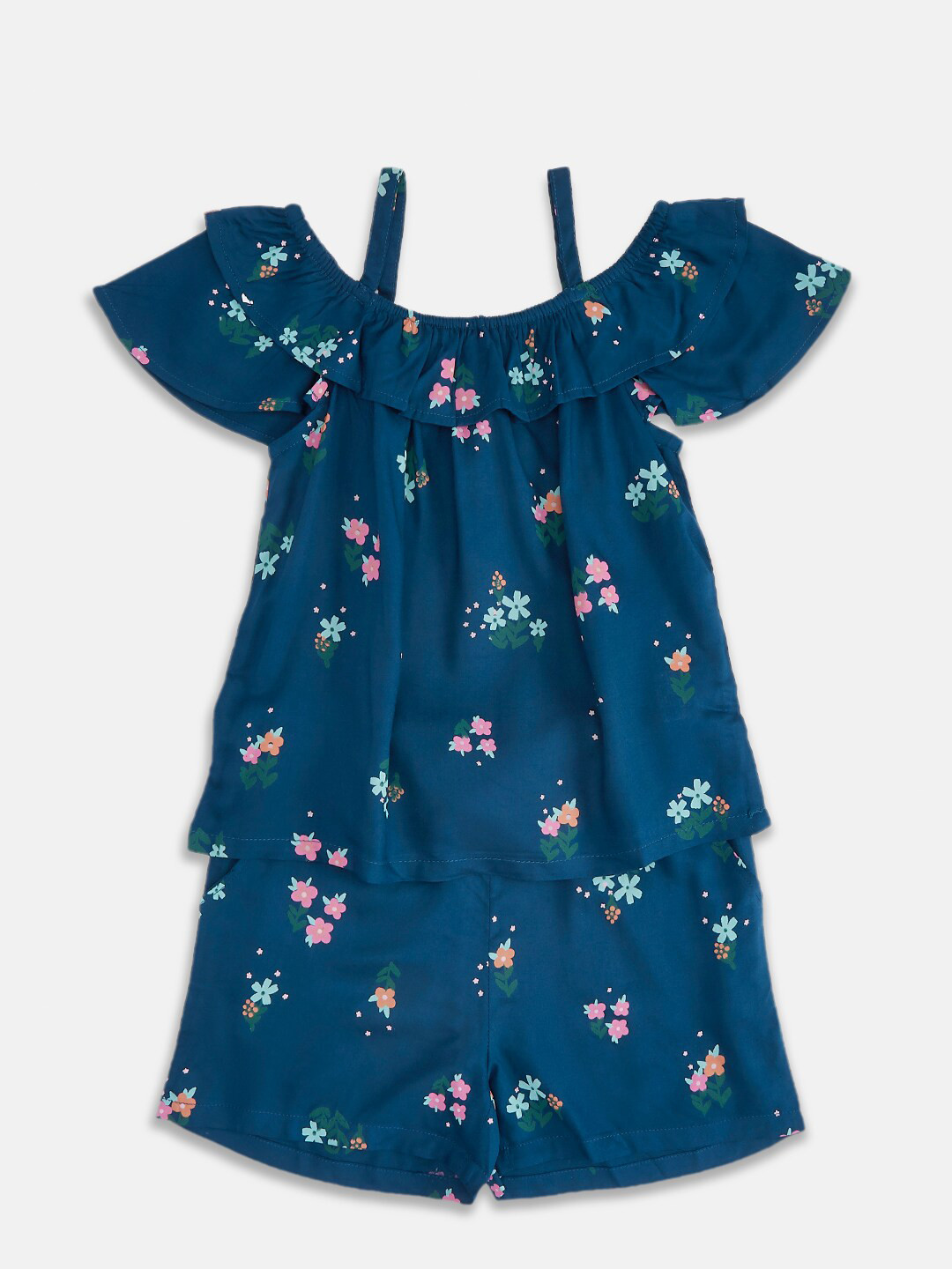 Buy Pantaloons Junior Navy Blue Floral Print Off Shoulder Top Tops