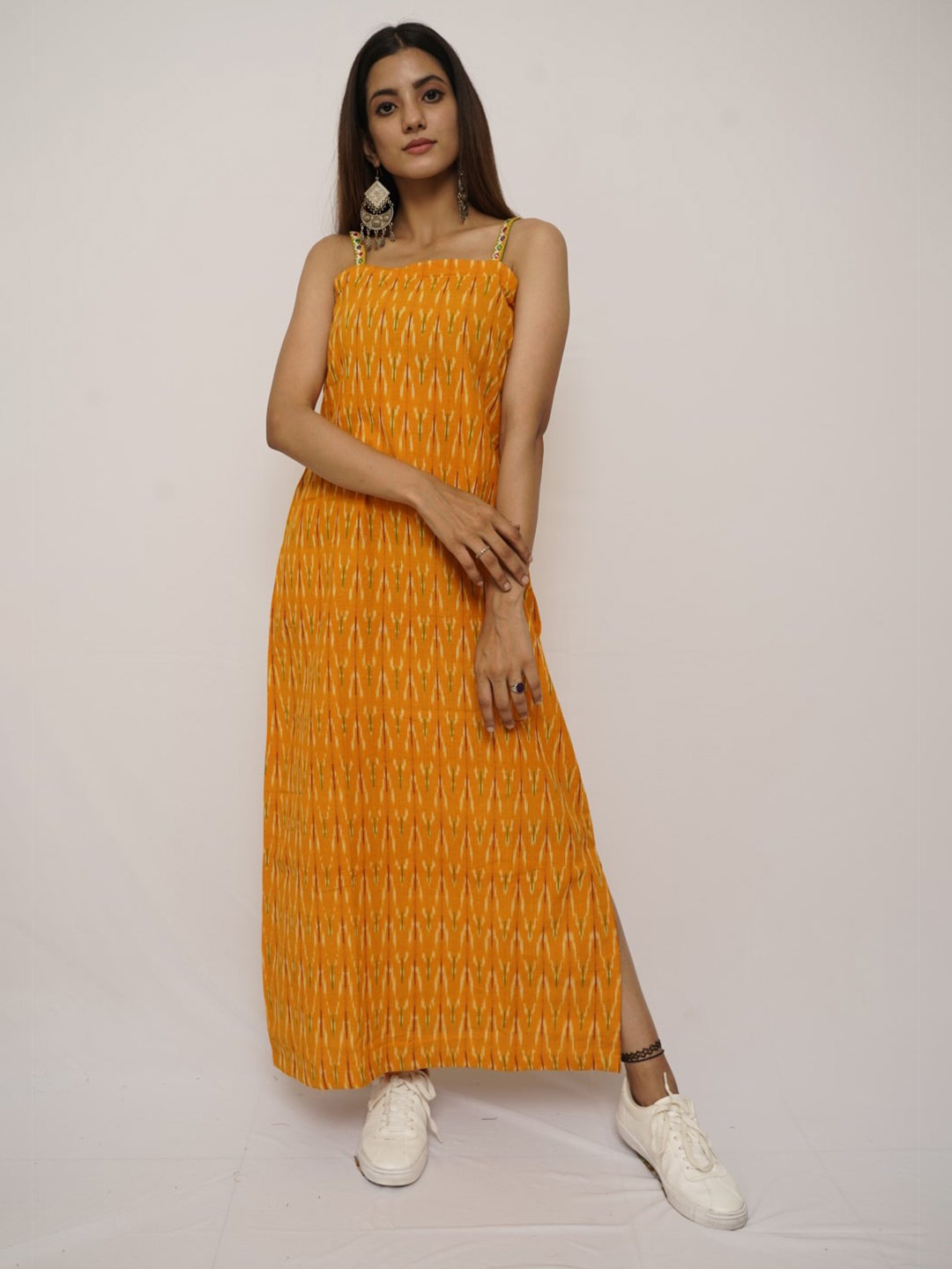 Buy Threeness Women Mustard Yellow Maxi Dress Dresses for Women