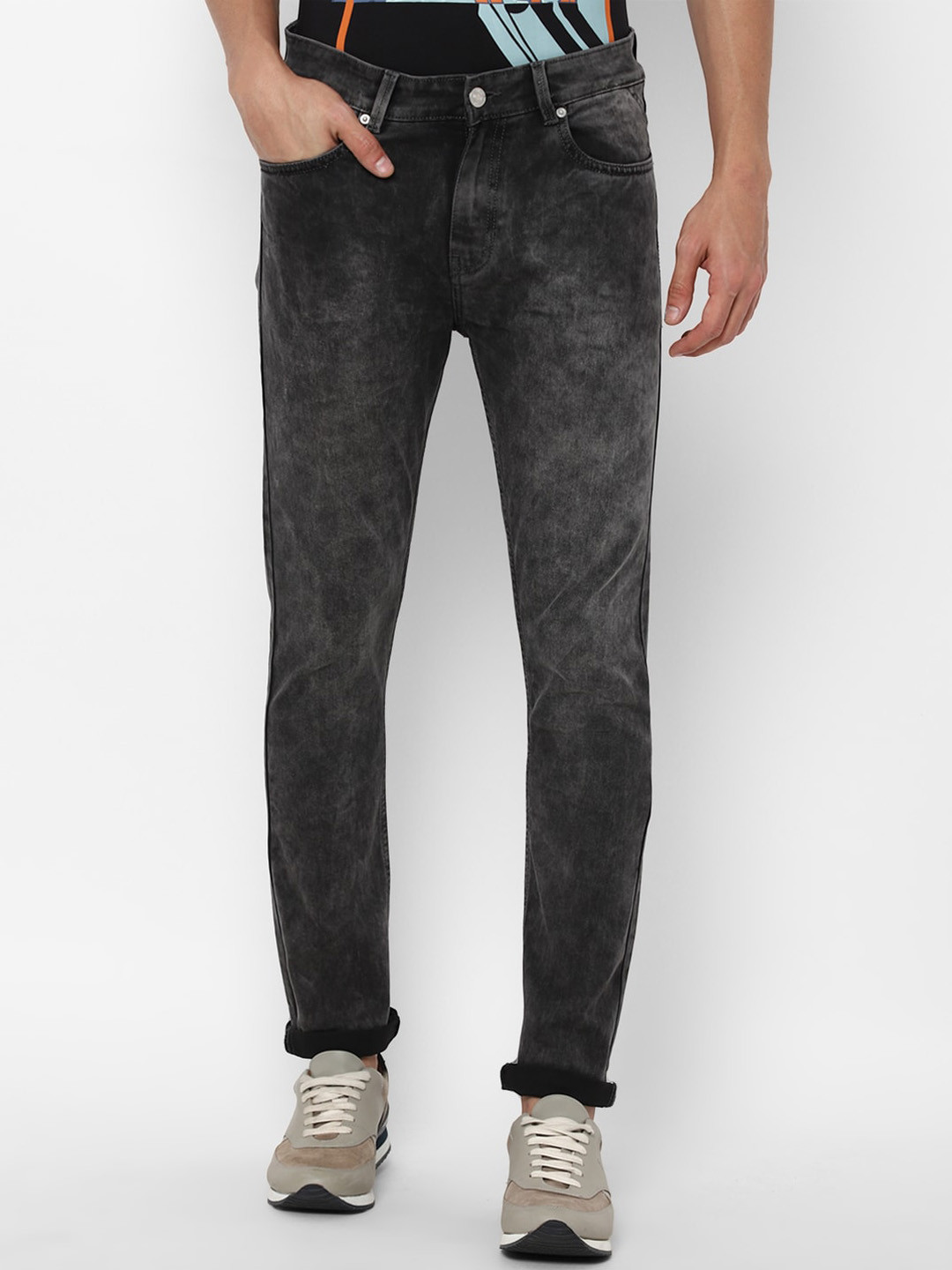 Buy FOREVER 21 Men Grey Mid Rise Heavy Fade Jeans Jeans for Men