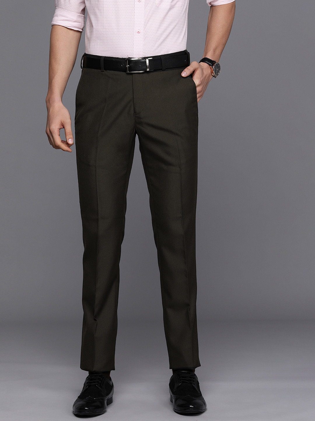 Buy Raymond Men Dark Brown Slim Fit Mid Rise Formal Trousers Trousers for Men 17770676 Myntra
