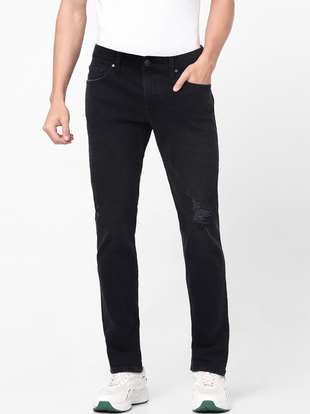 Buy Celio Men Black Slim Fit Low Distress Jeans Jeans for Men