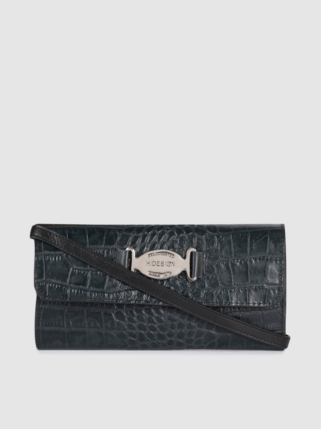 Buy Hidesign Women Navy Blue Textured Leather Envelope Wallets for