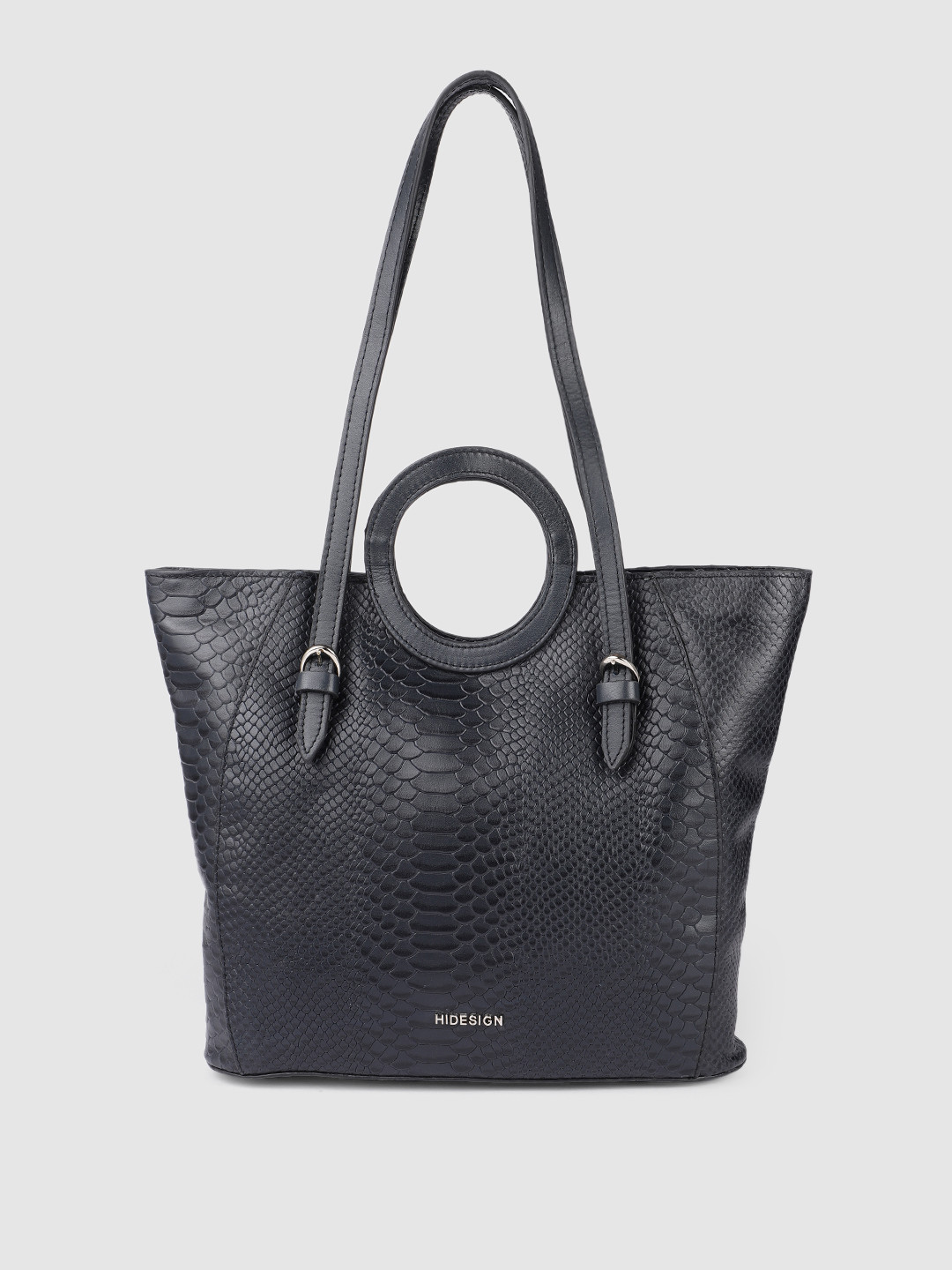 Buy Hidesign Women Navy Blue Textured Leather Shoulder Bag Handbags