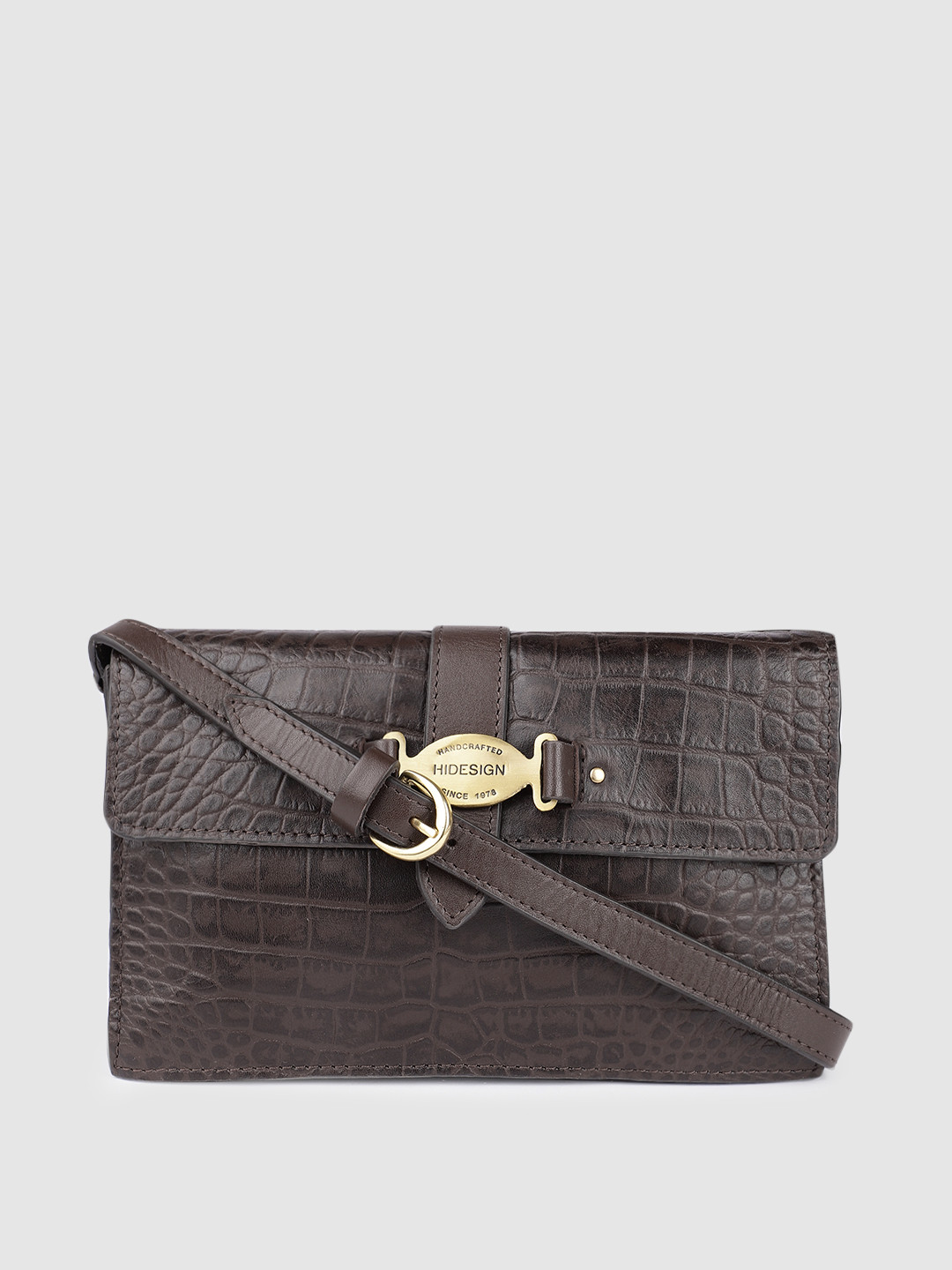 Buy Hidesign Women Brown Textured Leather Sling Bag Handbags for