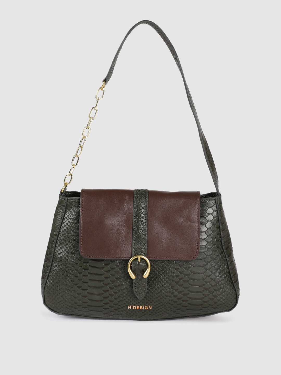 Buy Hidesign Green Textured Leather Structured Shoulder Bag Handbags