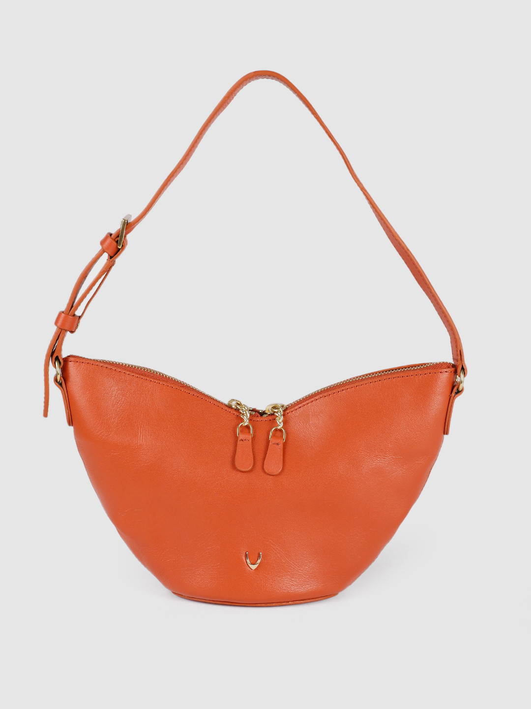 Buy Hidesign Orange Solid Leather Structured Shoulder Bag Handbags