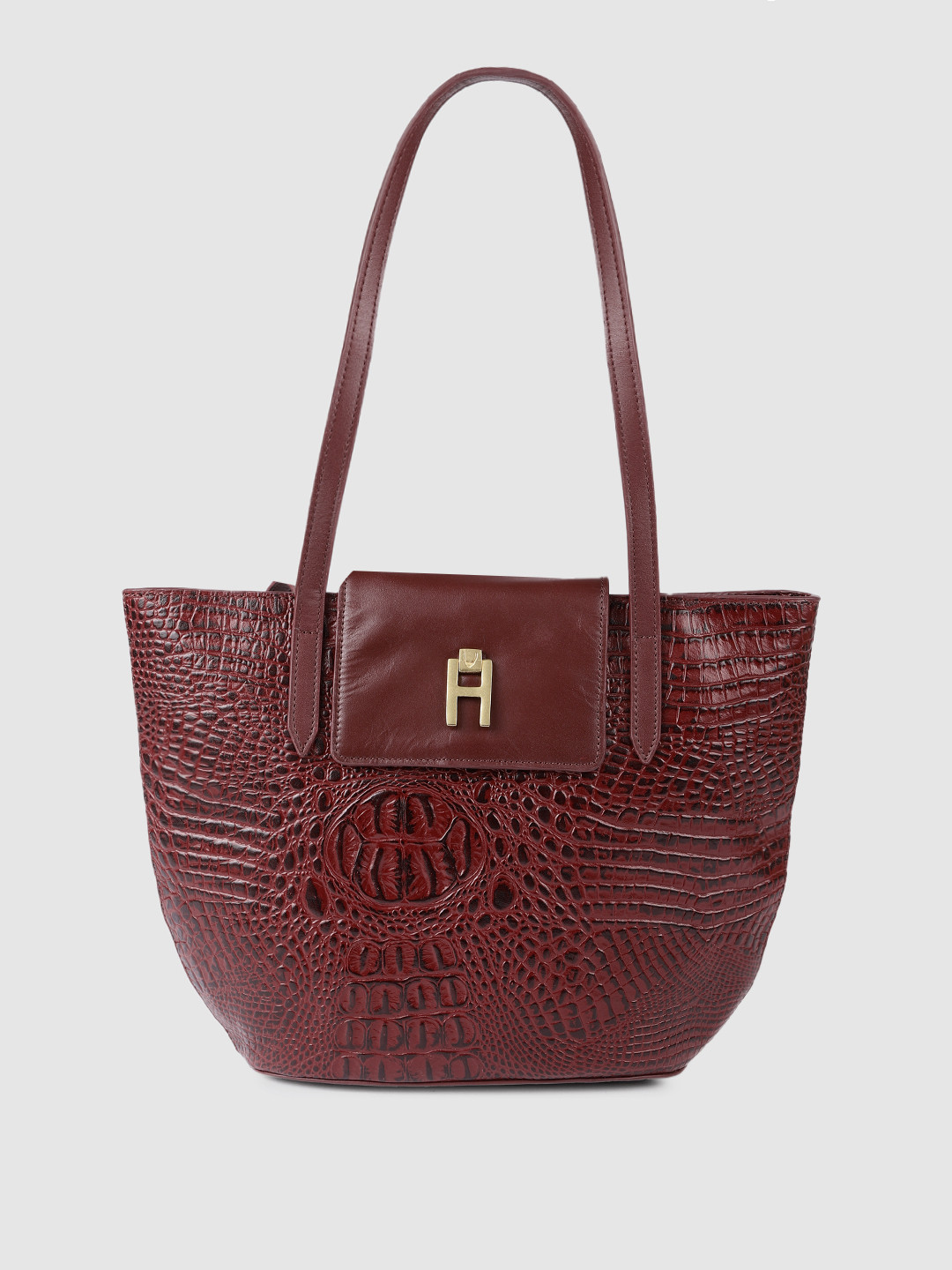 Buy Hidesign Maroon Animal Textured Leather Structured Shoulder Bag