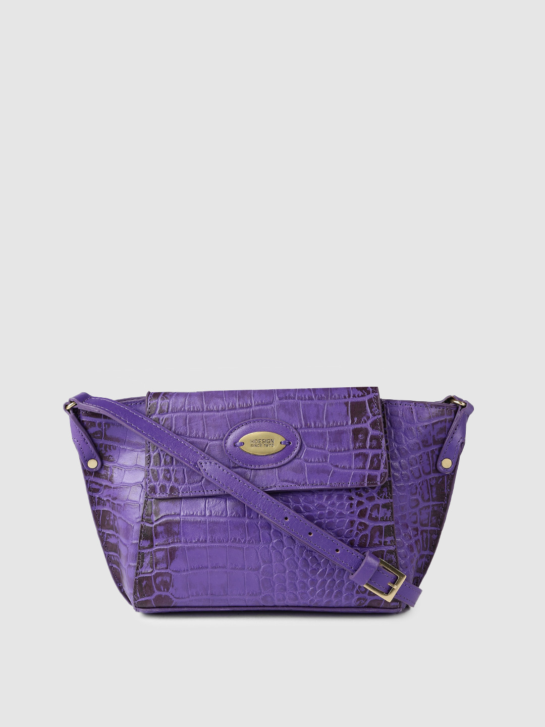 Buy Hidesign Purple Textured Leather Structured Sling Bag Handbags