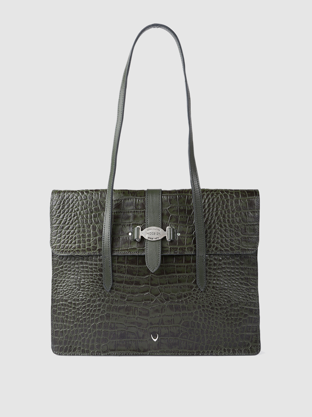Buy Hidesign Olive Green Animal Textured Leather Structured Shoulder Bag Handbags for Women