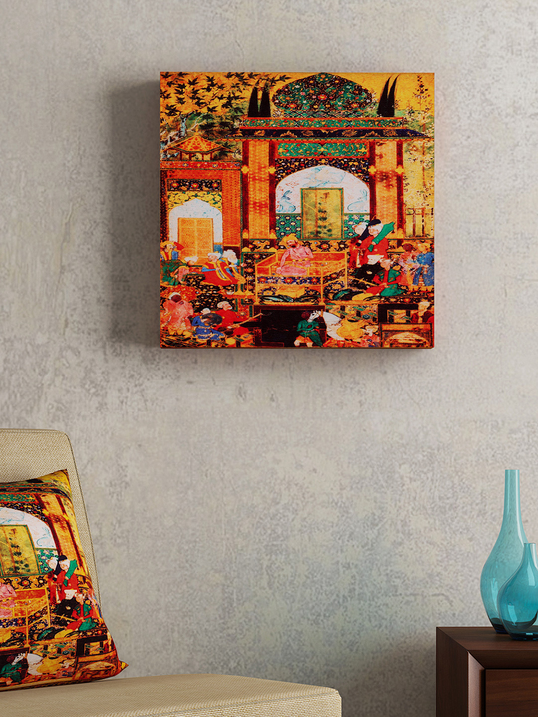 Buy SEJ By Nisha Gupta Yellow & Orange Folk Framed Wall Painting Wall