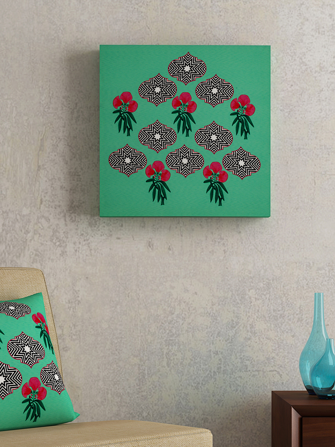 Buy SEJ By Nisha Gupta Sea Green Geometric Wall Art Wall Art for