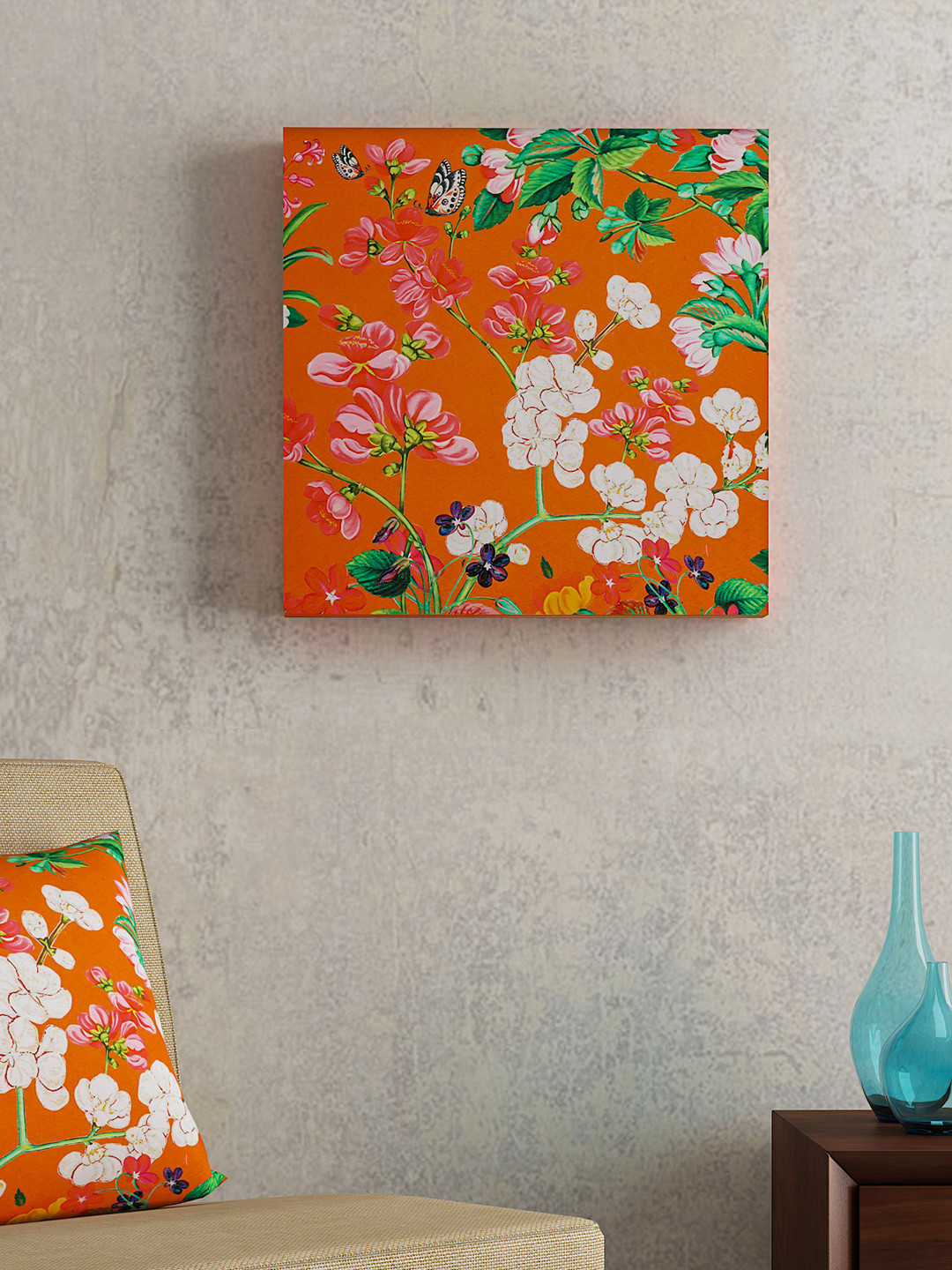 Buy SEJ By Nisha Gupta Orange Floral Wall Art Wall Art for Unisex