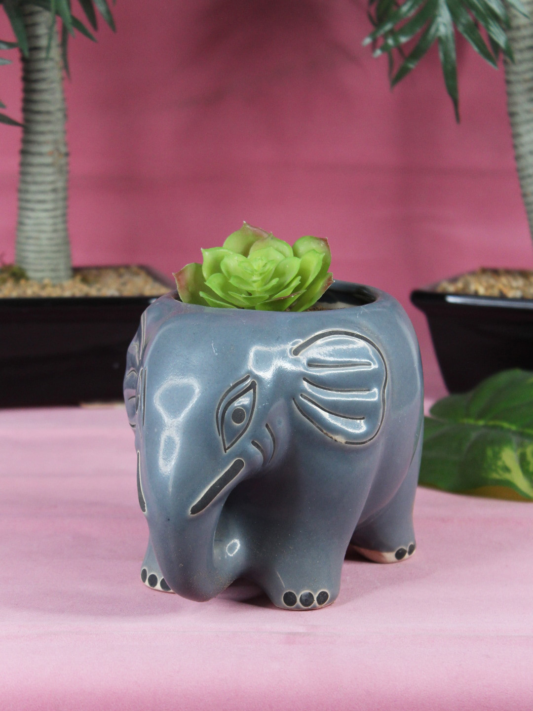 Buy Wonderland Grey Ceramic Elephant Flower Planters for Unisex