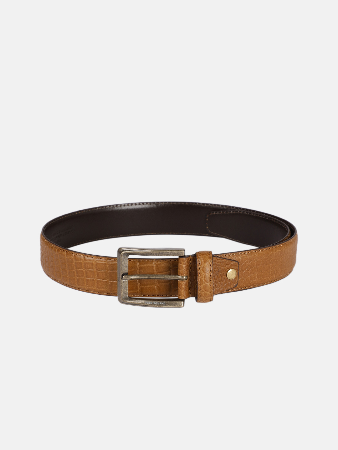 Buy Peter England Men Tan Textured Leather Formal Belt Belts for Men