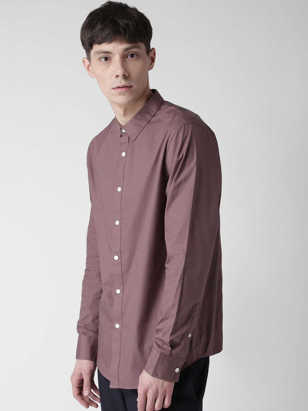 Buy FOREVER 21 Men Mauve Solid Casual Shirt Shirts for Men 1778096
