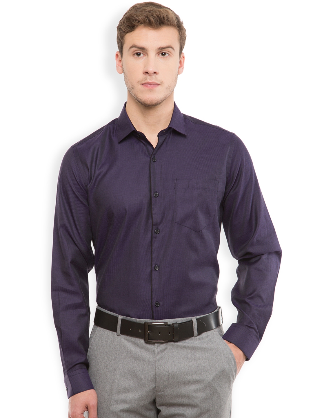 Buy Mark Taylor Men Purple Slim Fit Solid Formal Shirt - Shirts for Men ...