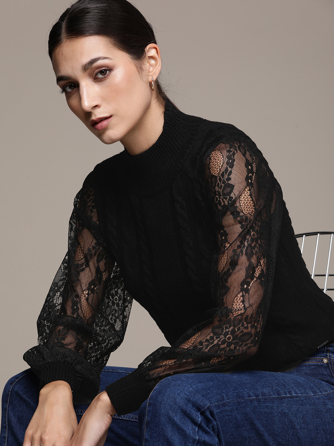 Buy Bebe Women Black Pullover - Sweaters for Women 17782550 | Myntra
