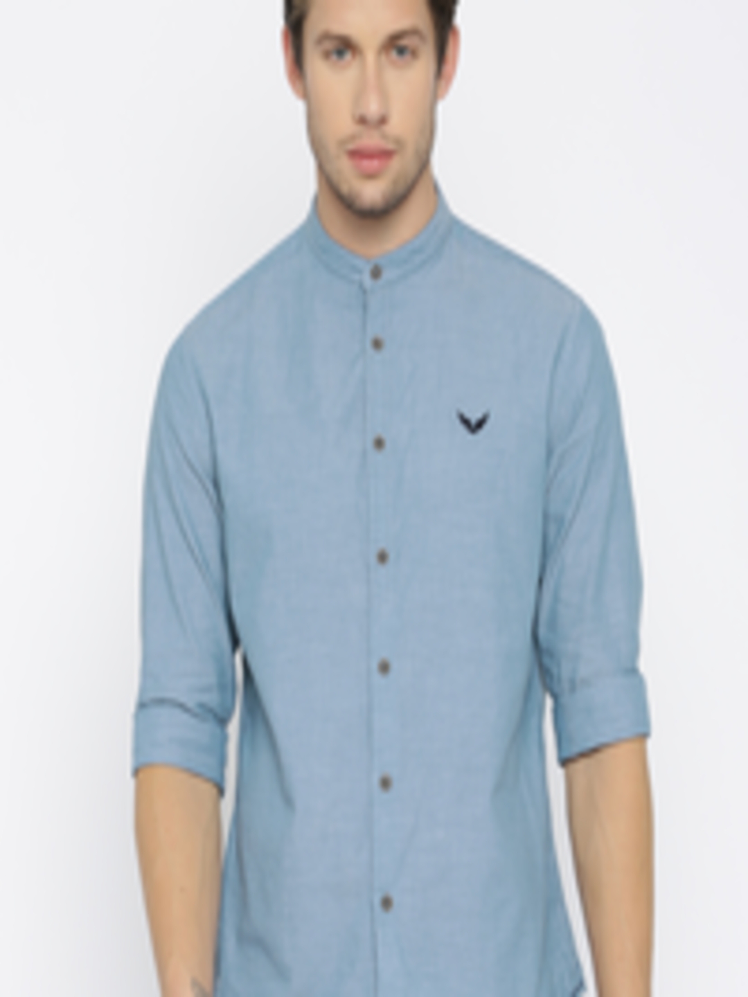 Buy URBAN EAGLE By Pantaloons Men Blue Slim Fit Solid Casual Shirt ...