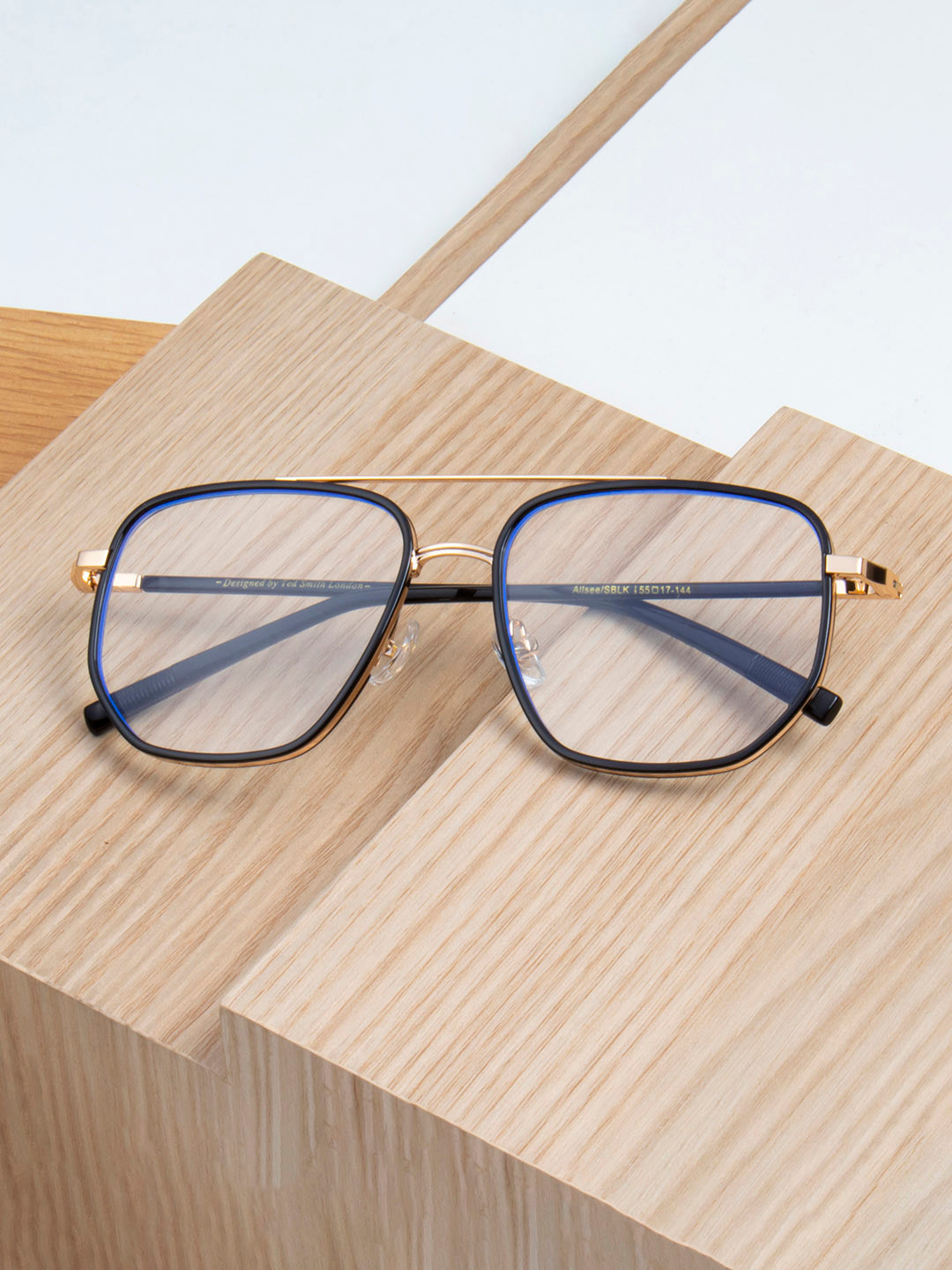 Buy Ted Smith Unisex Black & Gold Toned Full Rim Square Frame TSI B004 ...