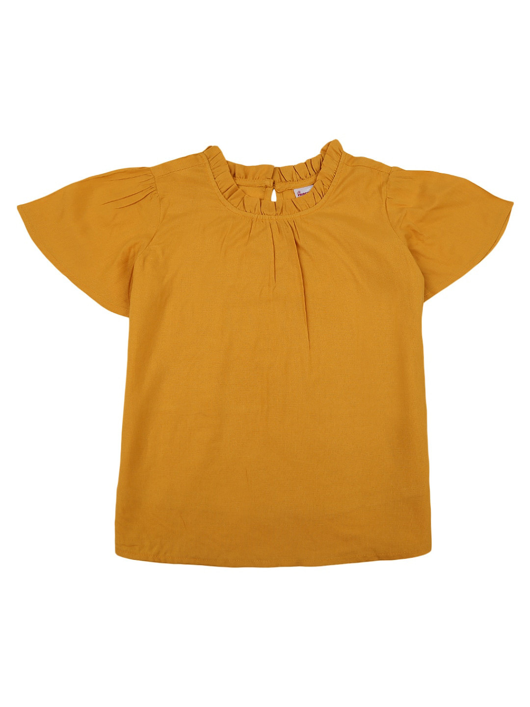 Buy V Mart Girls Mustard Yellow Solid Round Neck Regular Top Tops for