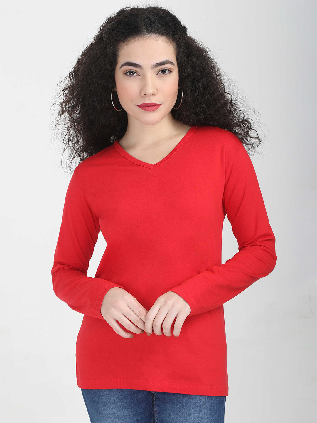 Buy Fleximaa Women Red V Neck Cotton T Shirt Tshirts for Women