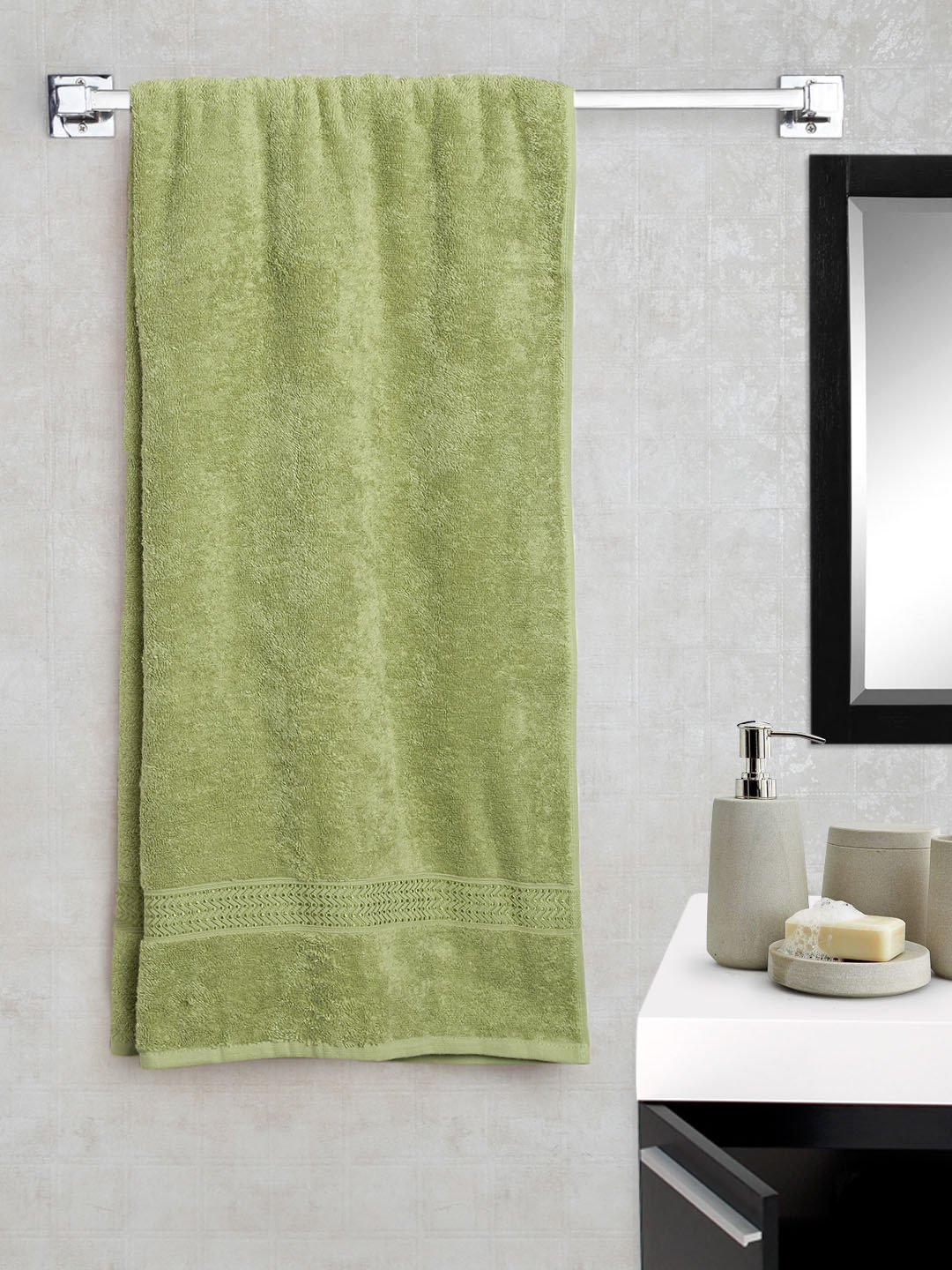 Buy WELHOME Olive Green Cotton 450 GSM Bath Towel Bath Towels for Unisex 1779022 Myntra