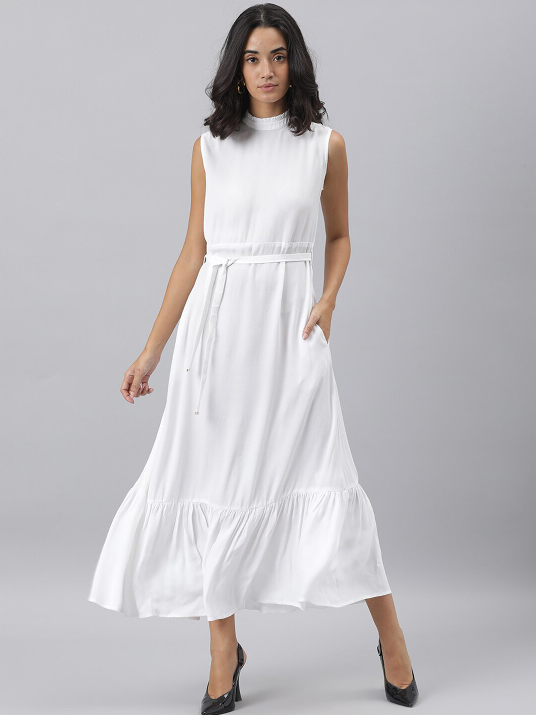 white and black striped dress Sleeveless With Pockets Crazy Saturday34 Tulle A-Line Strapless Wedding Size:FR 44