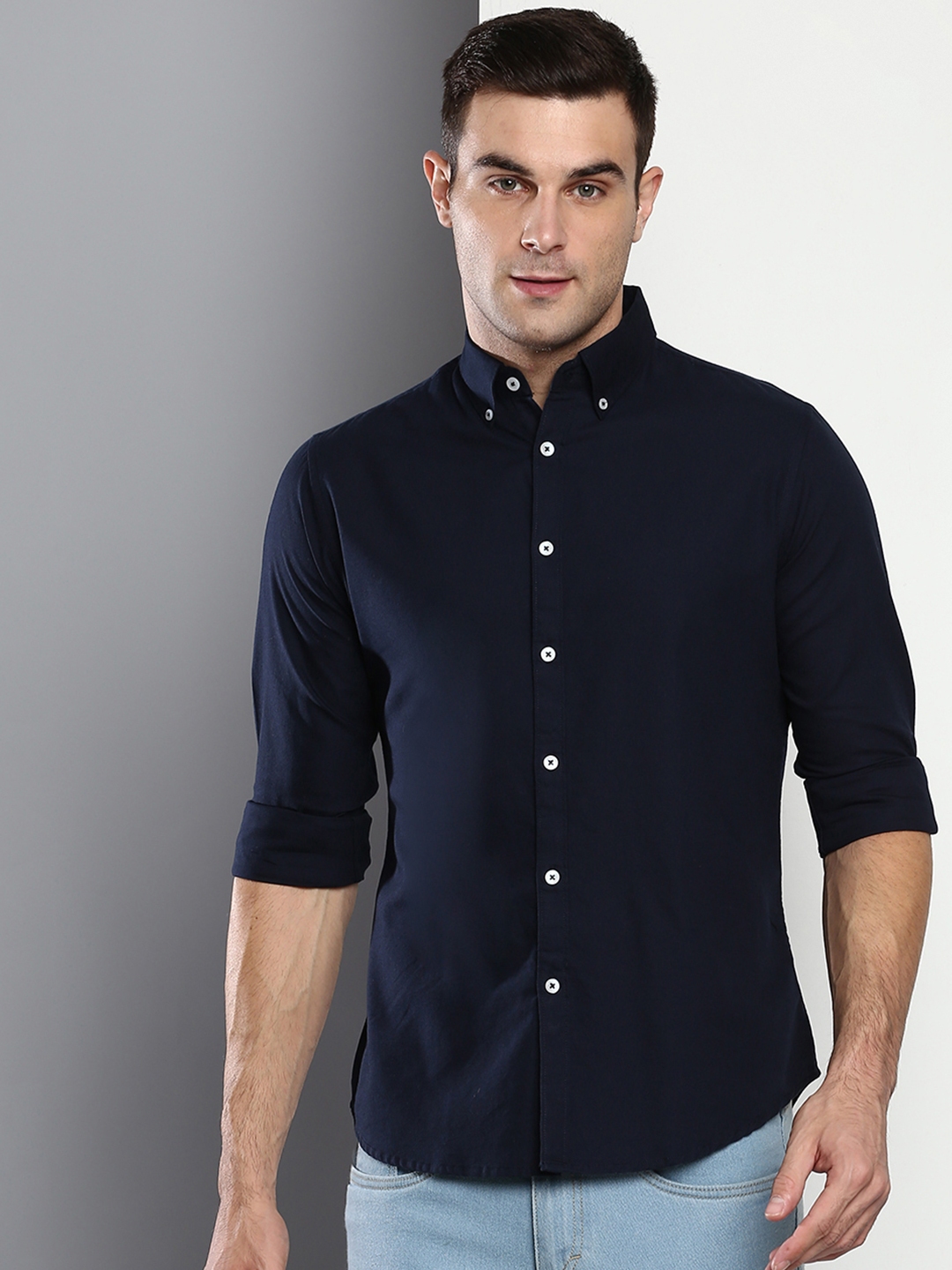 Buy Dennis Lingo Men Navy Blue Slim Fit Casual Shirt - Shirts for Men 