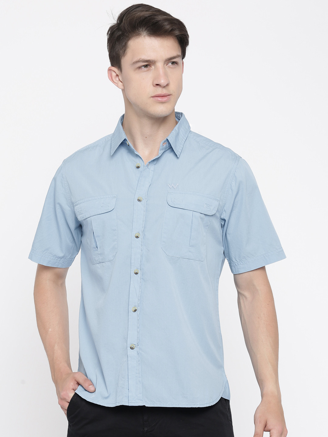 Buy Wildcraft Men Blue Solid Casual Hs Shirt Shirts for Men 1779564