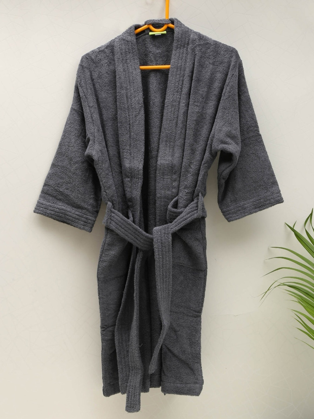 Buy Home Centre Grey Solid Cotton Bath Robe Bath Robe for Unisex