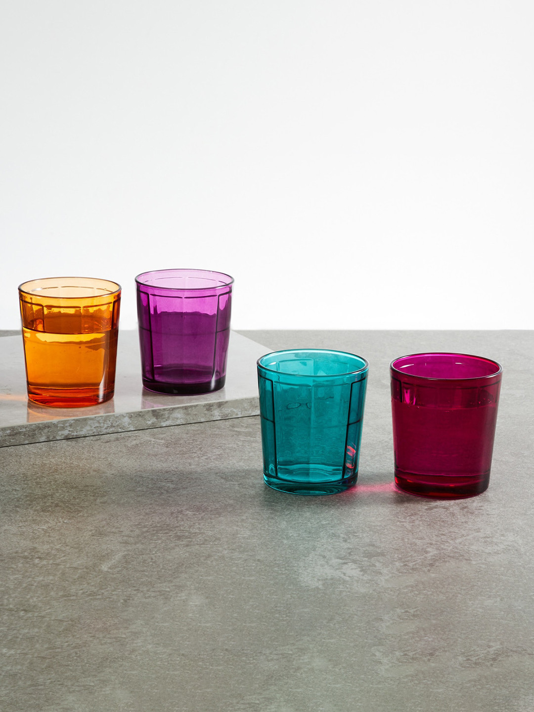 Buy Home Centre Set Of 4 Multi Colored Textured Whiskey Glasses Bar