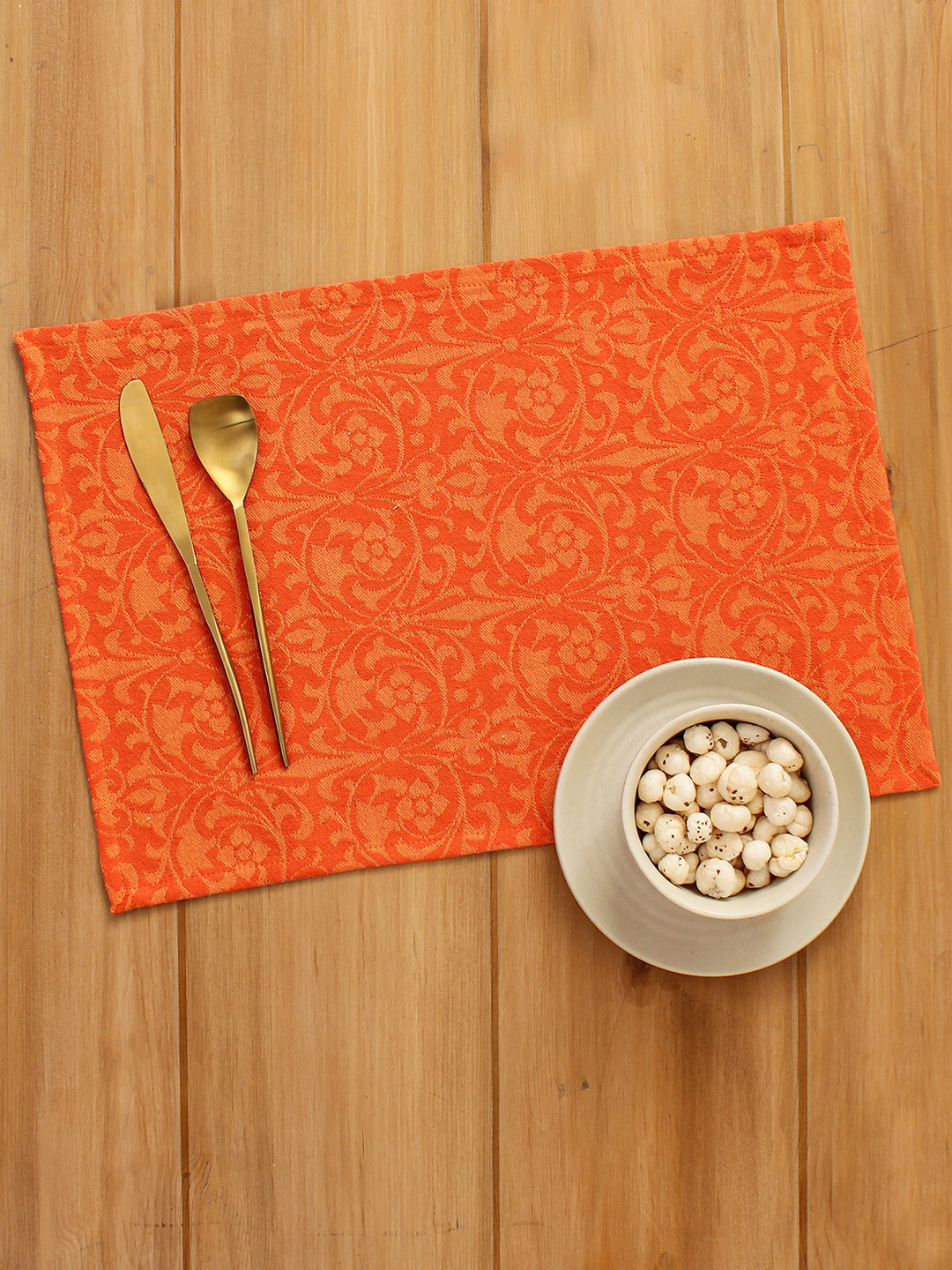 Buy House This Unisex Rust Red & Orange Pure Cotton Table Placemats