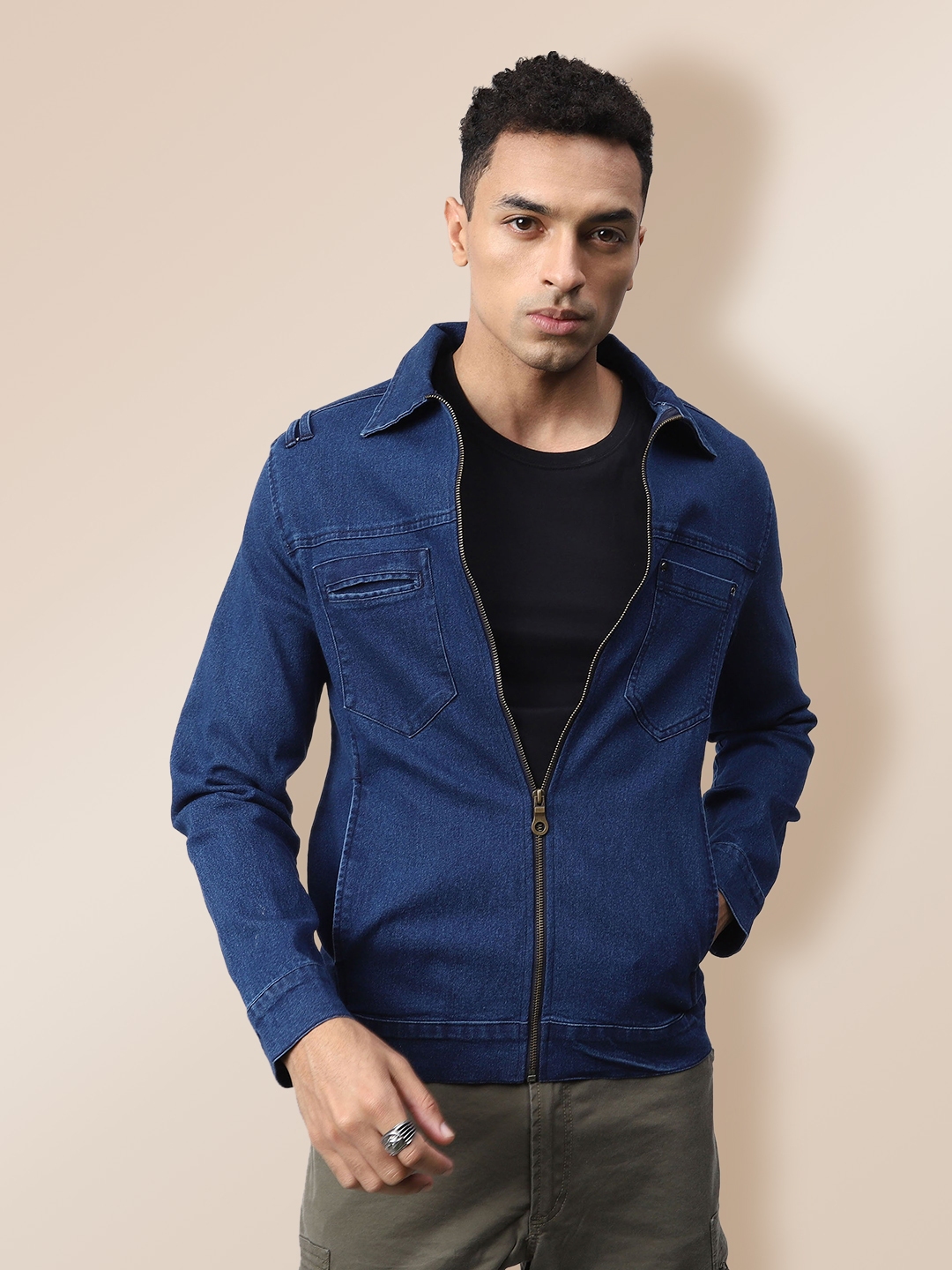 Buy KRA Men Blue Crop Denim Jacket - Jackets for Men 17802240 | Myntra