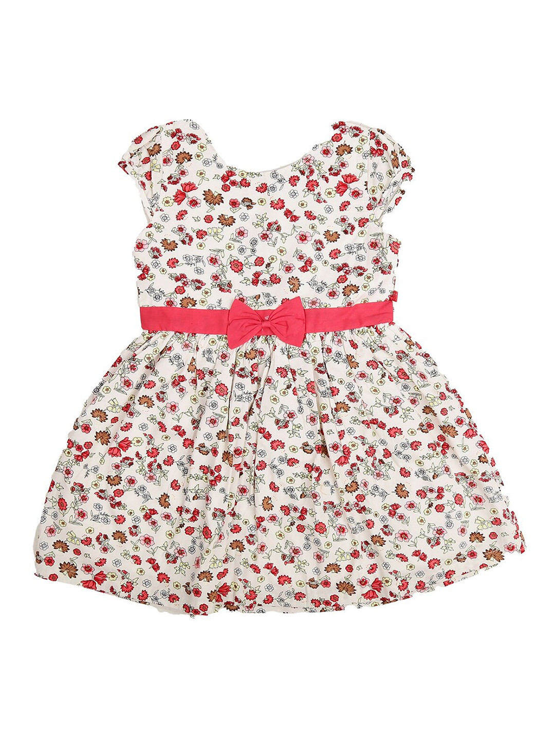 Buy V Mart Peach Coloured & Cream Coloured Floral Dress Dresses for