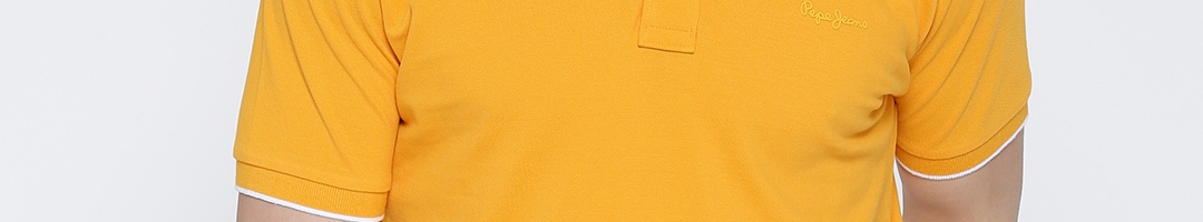 Buy Pepe Jeans Men Yellow Solid Polo Collar Pure Cotton T Shirt ...