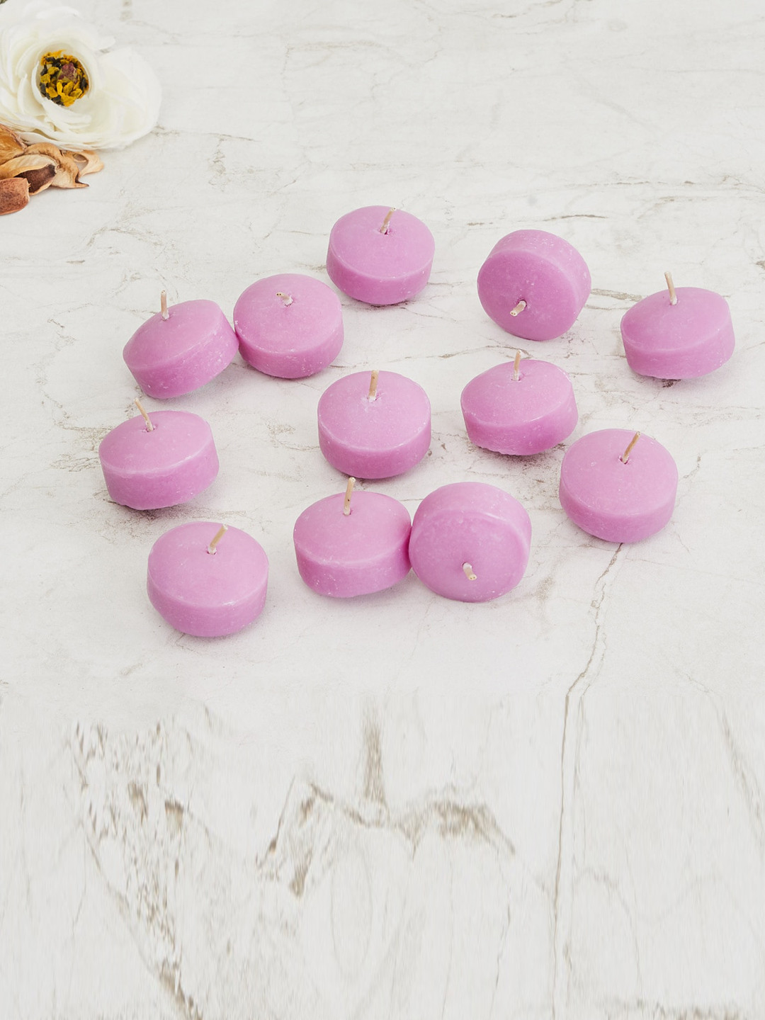 Buy Home Centre Set Of 12 Lavender Colour Connect Floating Wax Candles Candles for Unisex