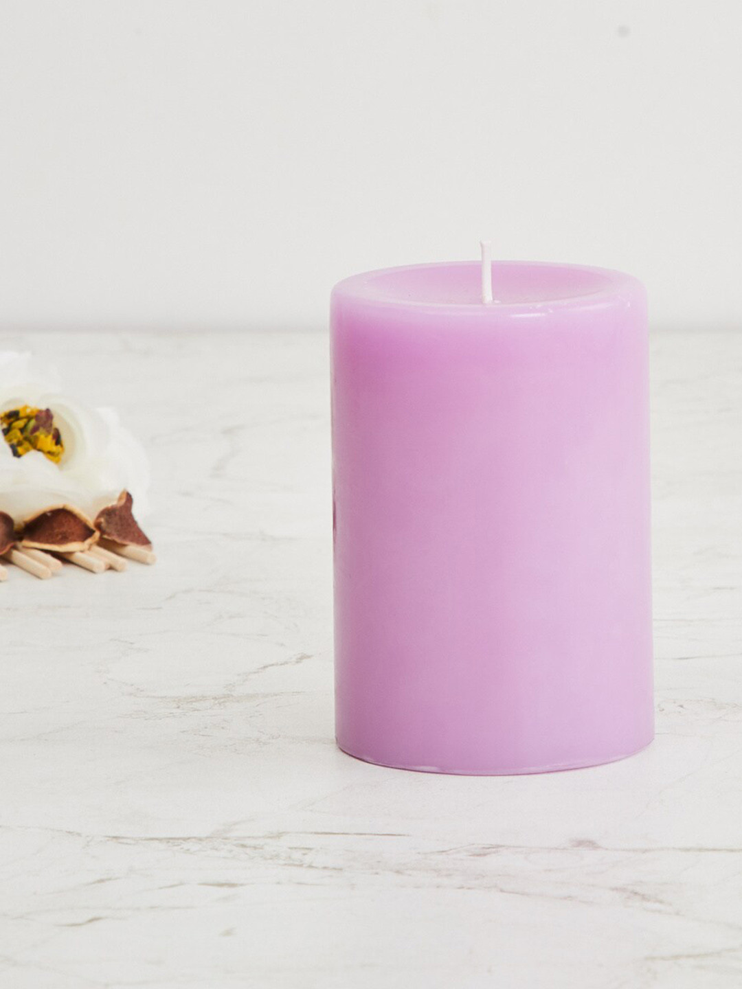 Buy Home Centre Purple Colour Connect Solid Round Pillar Candle