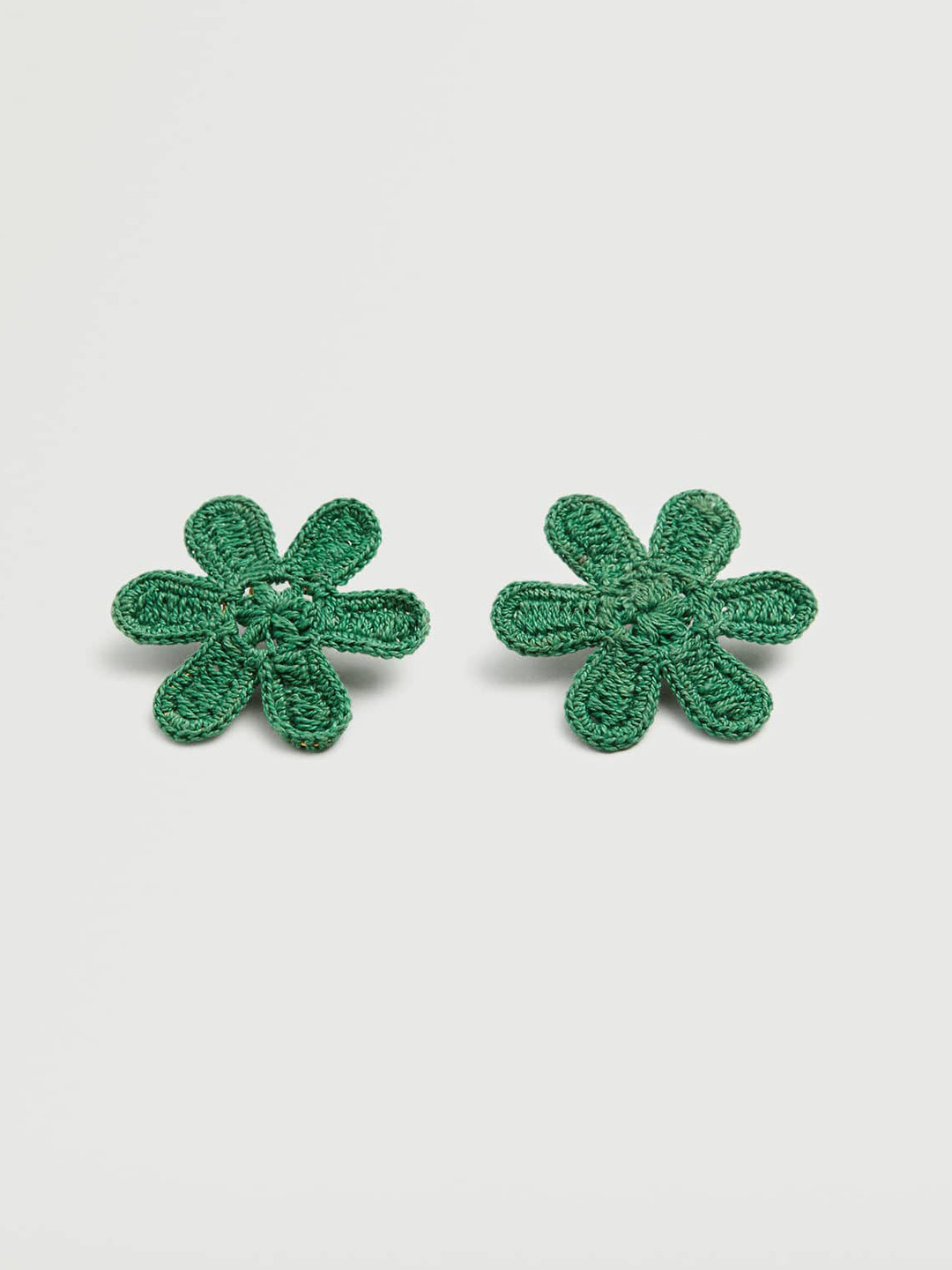 Buy MANGO Green Crochet Floral Drop Earrings Earrings for Women