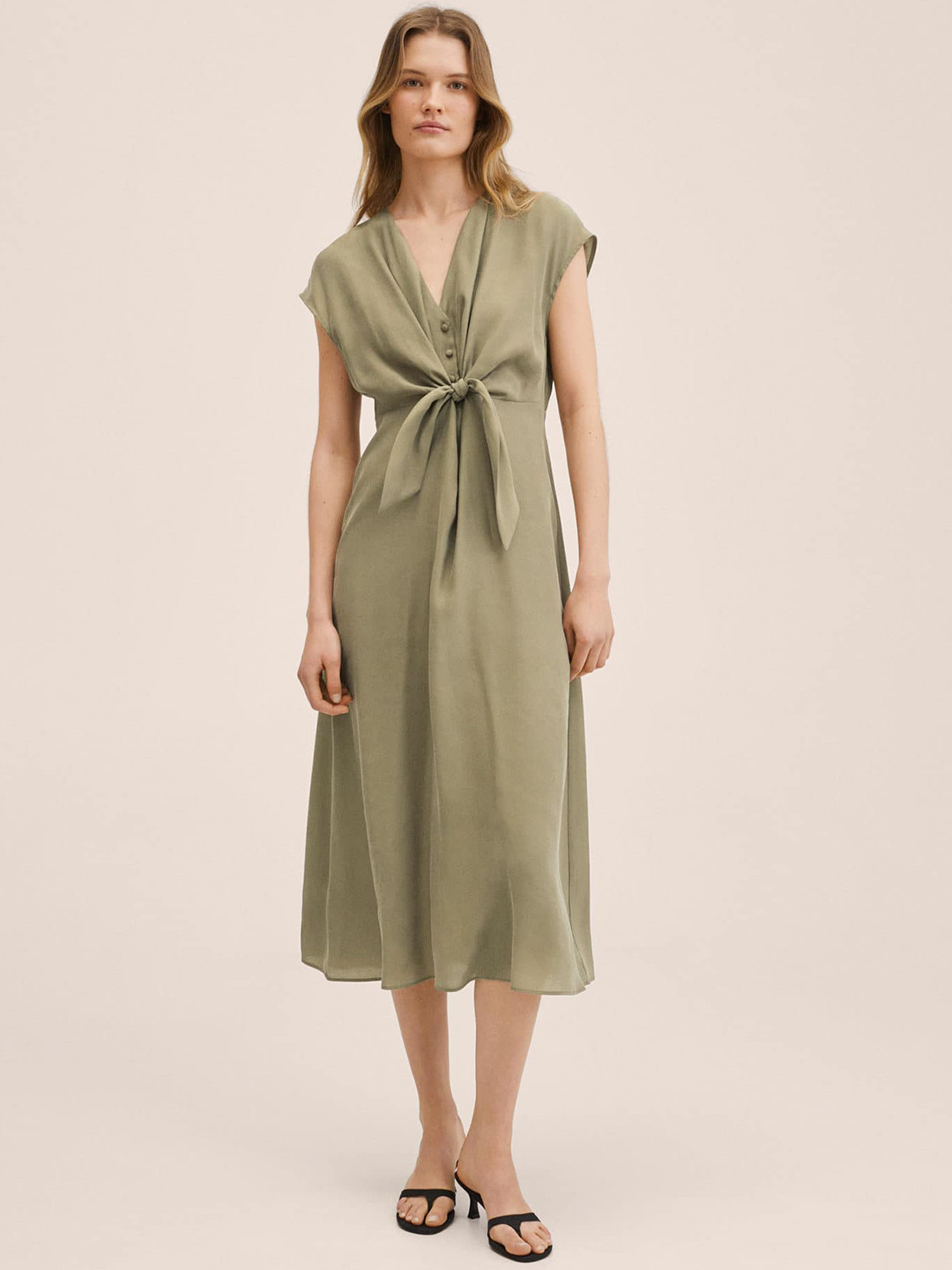 Buy MANGO Women Olive Green Solid A Line Midi Dress Dresses for Women 17808872 Myntra