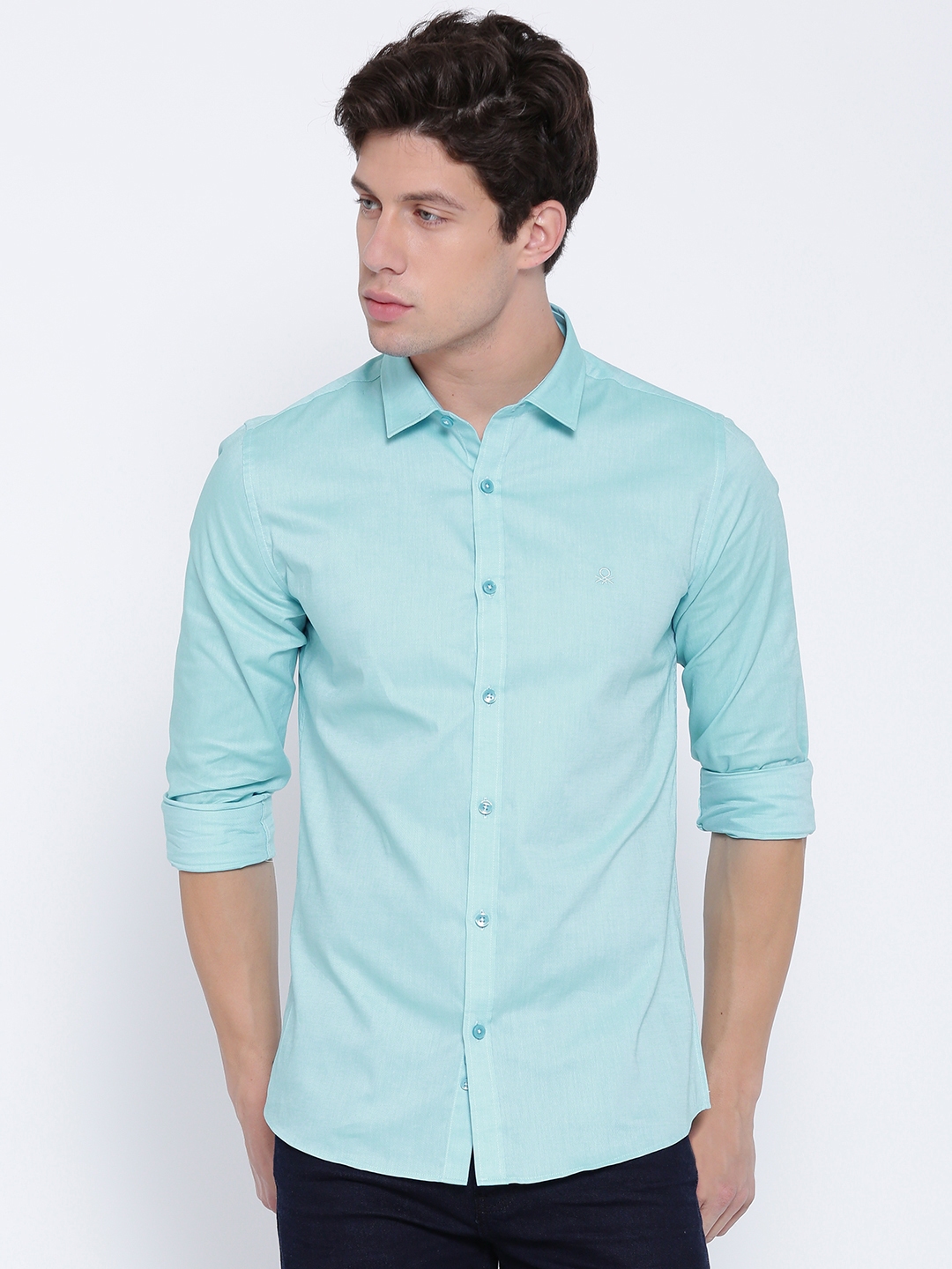 Buy United Colors Of Benetton Men Blue Solid Casual Shirt - Shirts for ...