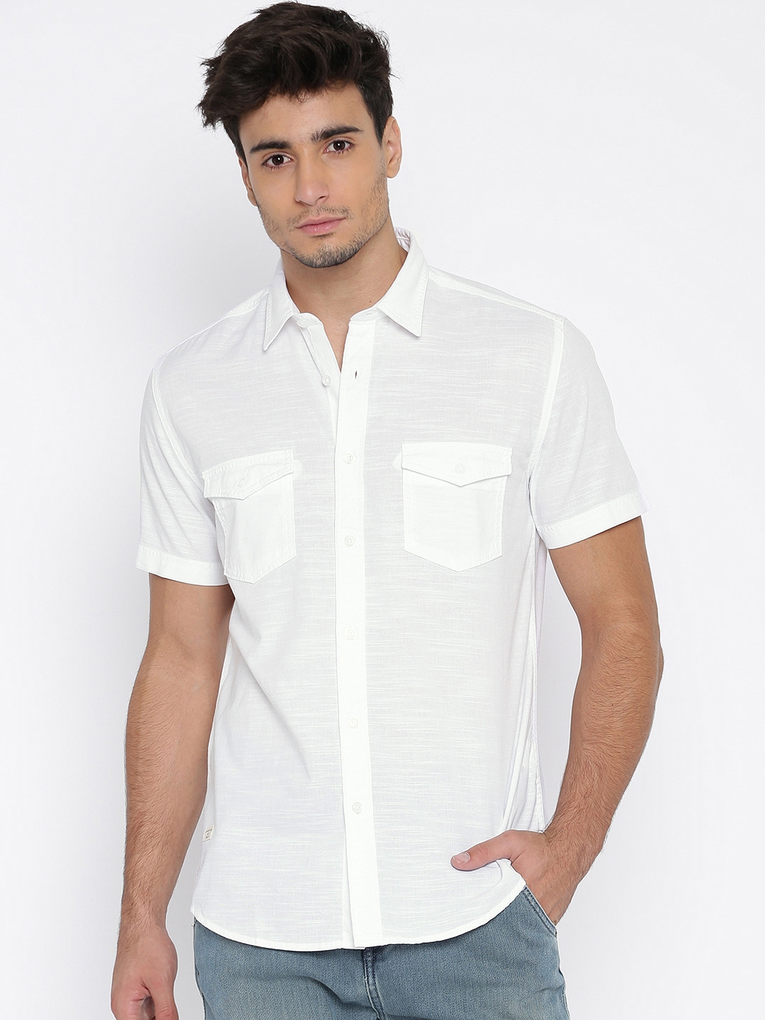 Buy Pepe Jeans Men White Semi Fit Solid Casual Shirt - Shirts for Men ...
